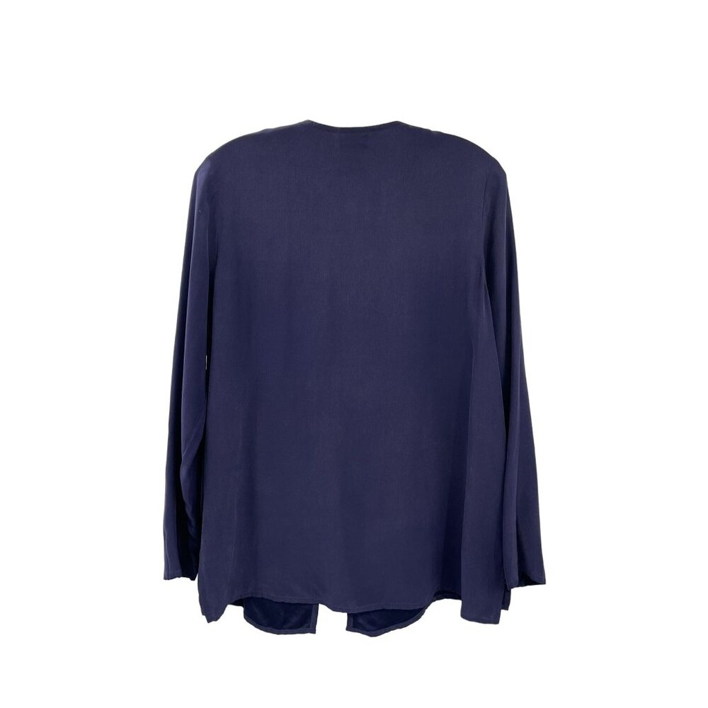 Eileen Fisher Cardigan Womens PS Petites Used Blue 100% Silk - Picture 2 of 14